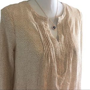 Vineyard Vines Polka Dot Blouse Silk Cotton Cream Tan Size Small